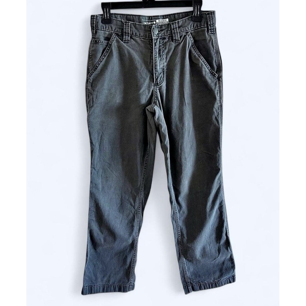 Carhartt Relaxed Fit Gray Canvas Carpenter Pants 30W Straight Leg Loop